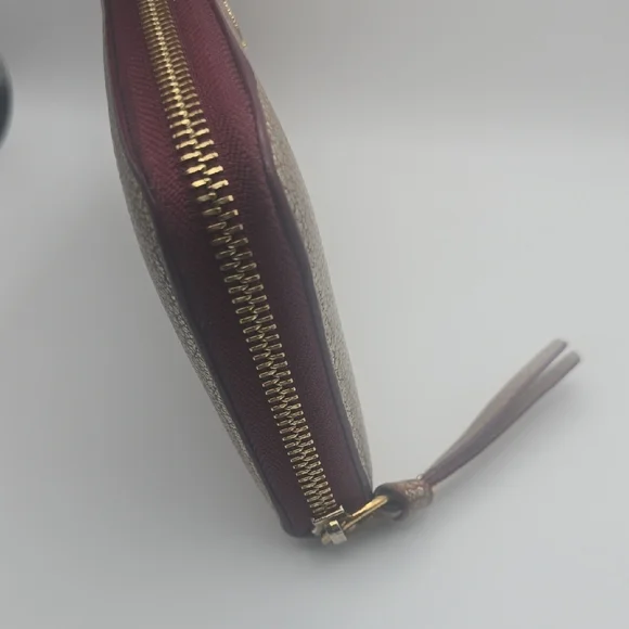 Jimmy Choo Metallic Gold & Burgundy Animal Print Long Wallet (VERY GOOD)COA❤️✨️